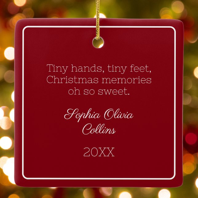 Red Modern Baby Foto Minimalistisches Weihnachtsfe Keramikornament (Von Creator hochgeladen)