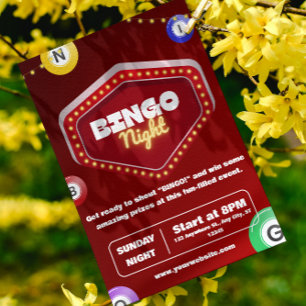 Red Modern Bingo Night Einladungen