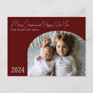 Red Modern Boho Chic Arch Weihnachtskarte Feiertagspostkarte