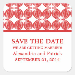 Red Modern Deko Save the Date Stickers