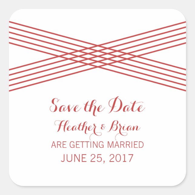 Red Modern Deko Save the Date Stickers (Vorderseite)