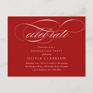 Red Modern Elegante Script Graduation Party Begleitkarte