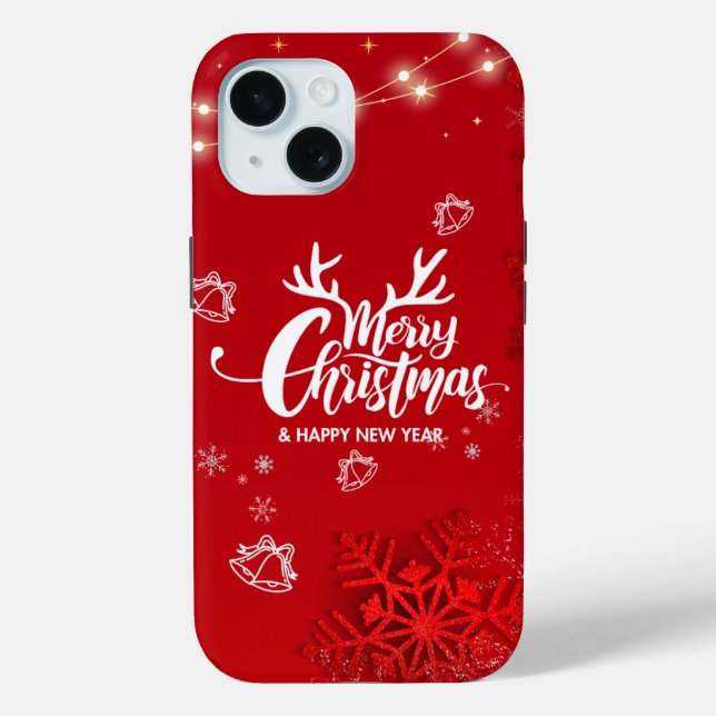 Red Modern Frohe Weihnachten Case-Mate iPhone Hülle (Rückseite)
