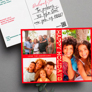 RED MODERN Gold HAPPY FERIEN MULTI Foto Folien Feiertagspostkarte