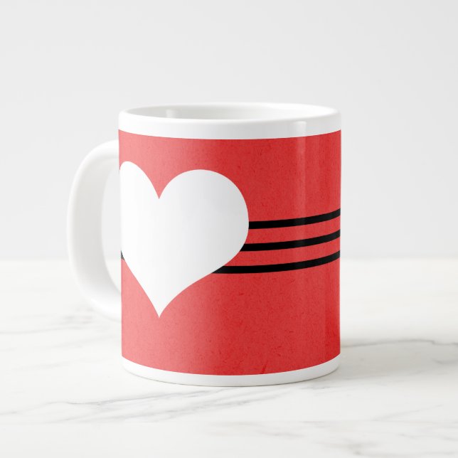Red Modern Heart Jumbo Tasse (Vorderseite Links)