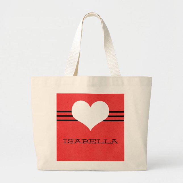 Red Modern Heart Tote Bag Jumbo Stoffbeutel (Vorne)