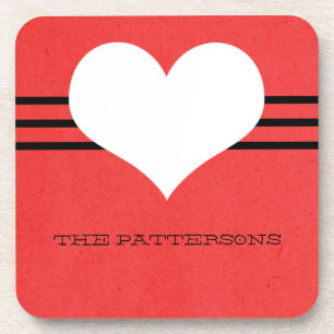 Red Modern Heart Untersetzer Set