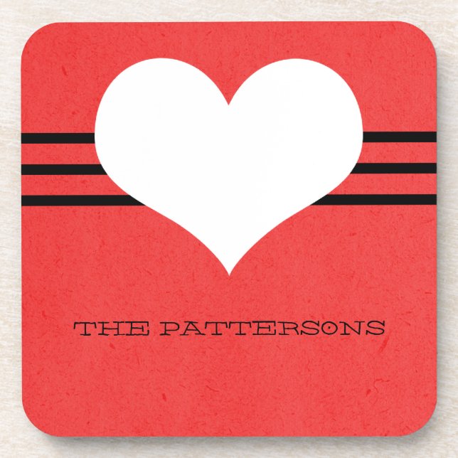 Red Modern Heart Untersetzer Set (Vorderseite)