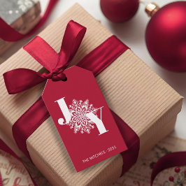 Red Modern JOY Weihnachten Geschenkanhänger