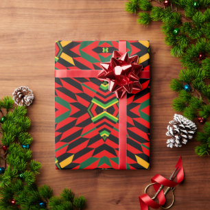 Red Modern Kente Print Wrapping Paper Geschenkpapier