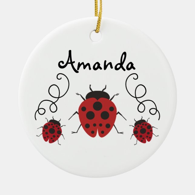 Red Modern Ladybug personalisieren Keramik Ornament (Vorne)