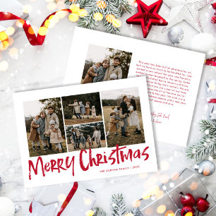 Red Modern Lettering Five Foto Frohe Weihnachten
