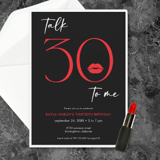 Red Modern Minimal Lips sprechen 30 Geburtstag Einladung