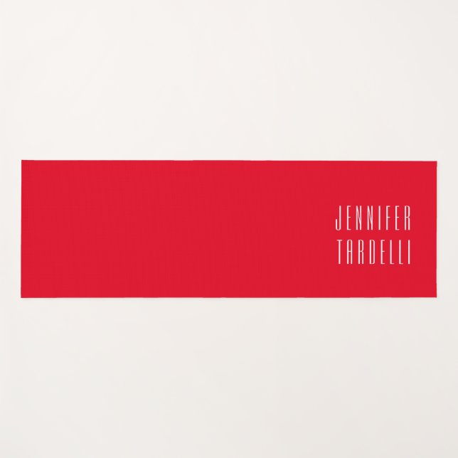 Red Modern Minimalistisch Elegante Ihr Name Yogamatte (Vorderseite (Horizontal))