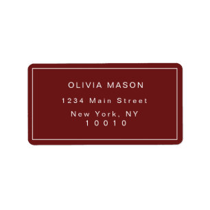 Red Modern Minimalistisch Simple Return Address La Adressaufkleber