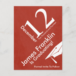 Red Modern Retro Save the Date Abschluss Einladungspostkarte