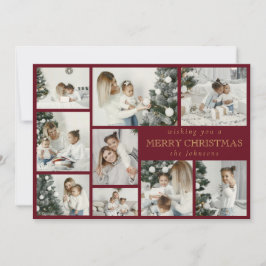 Red Modern Stylische Multi Foto Grid Holiday Card Feiertagskarte