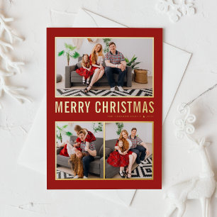 Red Modern Typografy Christmas Drei Fotos