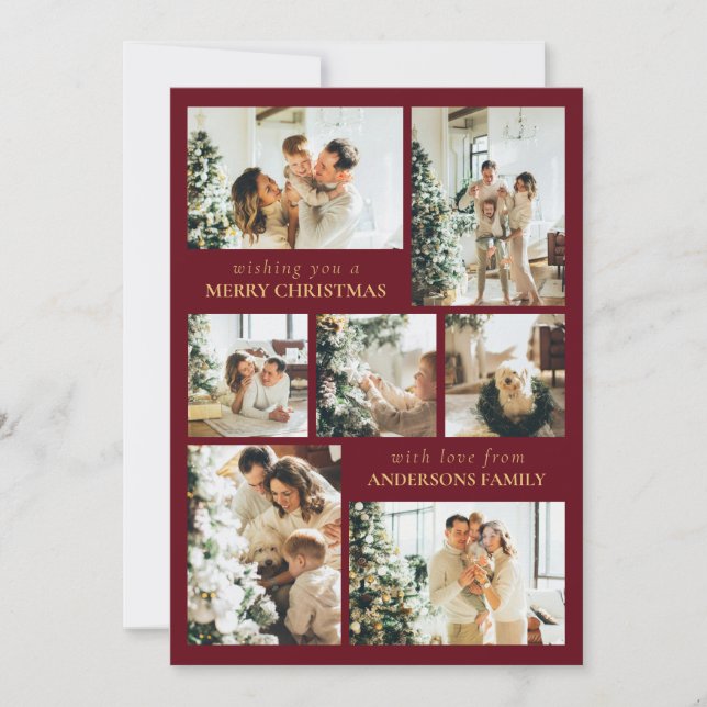 Red Modern Typografy Foto Collage Weihnachten (Vorderseite)