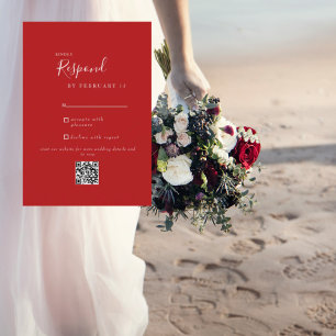 Red Modern Wedding QR Code UAWG RSVP Karte
