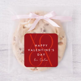 Red Modern XOXO Valentinstag Quadratischer Aufkleber