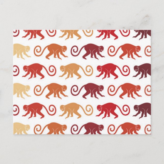 Red Monkeys Pattern Postkarte (Vorderseite)