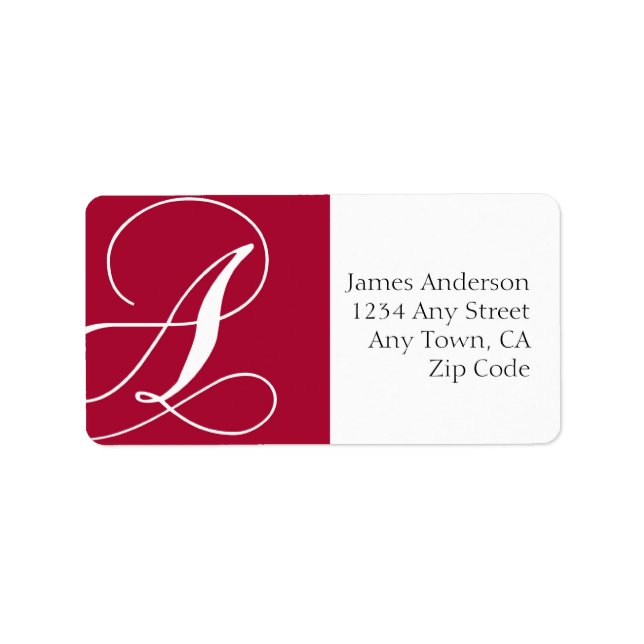 Red Monogram A Address Labels Adressaufkleber (Vorne)