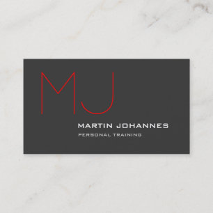 Red Monogram Gray Personal Trainer Business Card Visitenkarte
