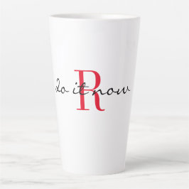 Red Monogram Initial Stylish 'do it now' Large Milchtasse