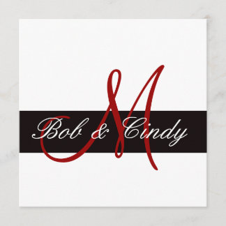 Red Monogram mit Black Bar Wedding Einladung