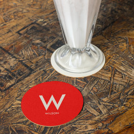 Red Monogram Personal Party Runder Pappuntersetzer