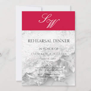 Red Monogram Probe Dinner Card Einladung