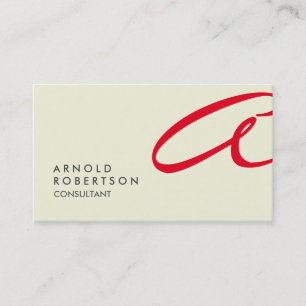 Red Monogram Schlicht Beige Trendy Business Card Visitenkarte