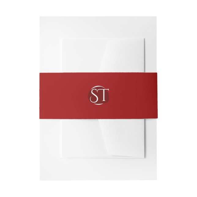 Red Monogram Wedding Einladungsbanderole (Vorderseite Beispiel)