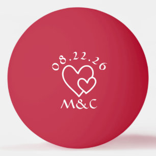 Red Monogram Wedding Tischtennisball