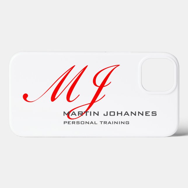 Red Monogram White Gray Personal Trainer Modern Case-Mate iPhone Hülle (Rückseite (Horizontal))