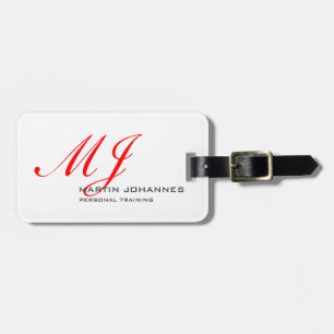 Red Monogram White Gray Personal Trainer Modern Gepäckanhänger