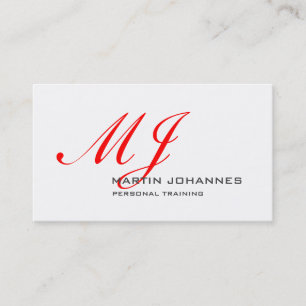Red Monogram White Gray Personal Trainer Modern Visitenkarte