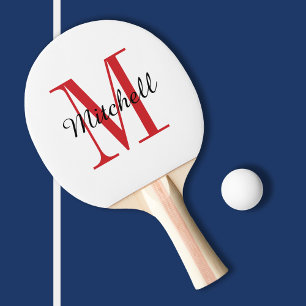 Red Monogramm und Name Personalisiert Tischtennis Schläger