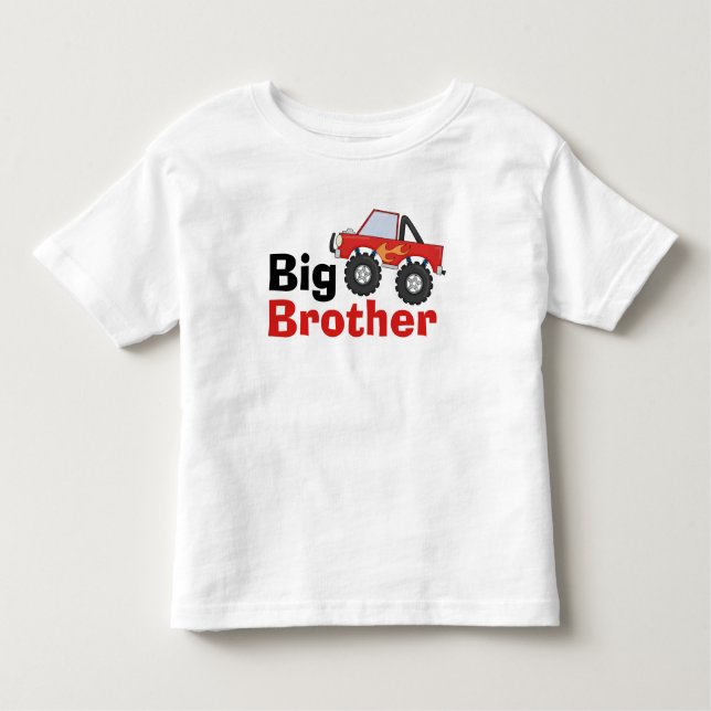 Red Monster Truck Big Brother Kleinkind T-shirt (Vorderseite)