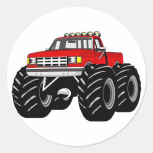 RED MONSTER TRUCK RUNDER AUFKLEBER