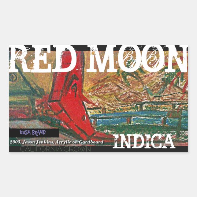 RED MOON INDICA RECHTECKIGER AUFKLEBER (Vorderseite)