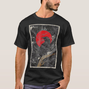 Red Moon Raven Graphic Black Crow Design T-Shirt