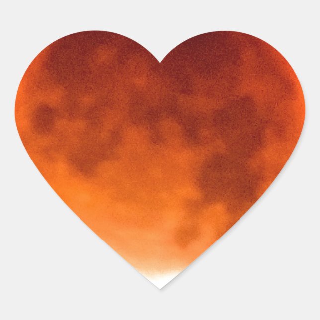 Red Moon Risiing Herz-Aufkleber (Vorderseite)