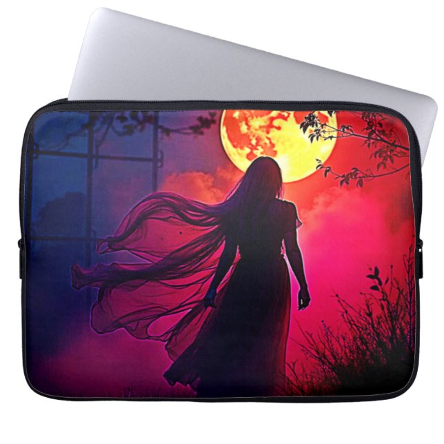 Red Moon Shadow Woman Mystery Design Laptopschutzhülle (Vorderseite)