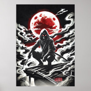 Red Moon Shinobi - Japanische Anime-Tätowierung Ni Poster