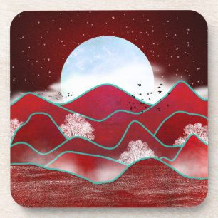 Red Moonrise Getränkeuntersetzer