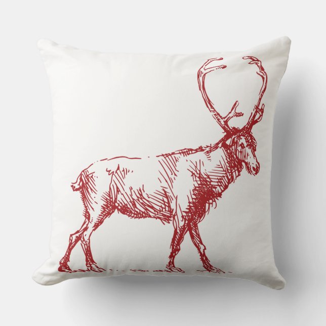 Red Moose Christmas Red Vintag Throw Kissen (Vorderseite)