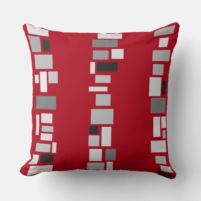 Red MOSIAC TILES DESIGN Retro Throw Kissen (Vorderseite)