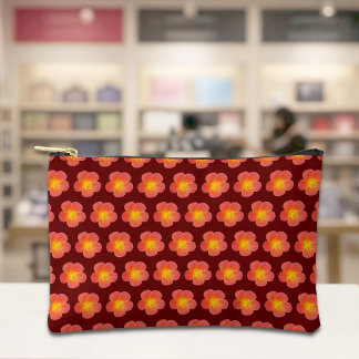 Red Moss Rose Seamless Pattern Pouch Zubehörtasche